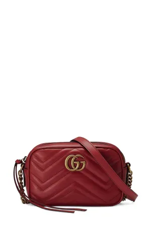 GG Marmont Matelasse Mini Bag Hibiscus Red