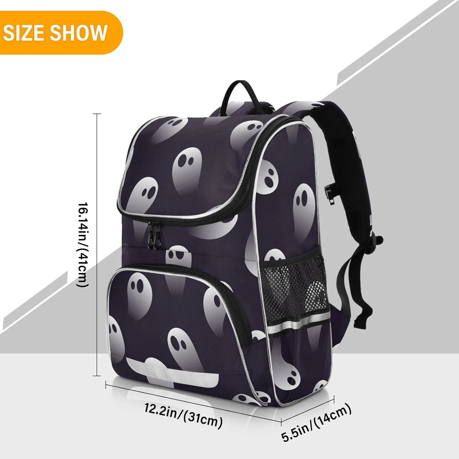 Ghost Student Backpack Boys and Girls Large Capacity School Book Bag 16 Inches, Multifunctional Computer Bag School Bag Travel Shoulder Bag