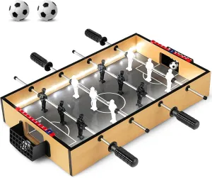 Giantex 20 Inch Foosball Table - Tabletop Football Table w/LED Lights, Realistic Players & 2 Balls, Wooden Soccer Game Table for Kids Adults, Mini Foosball Table for Party, Game Room, Family Night
