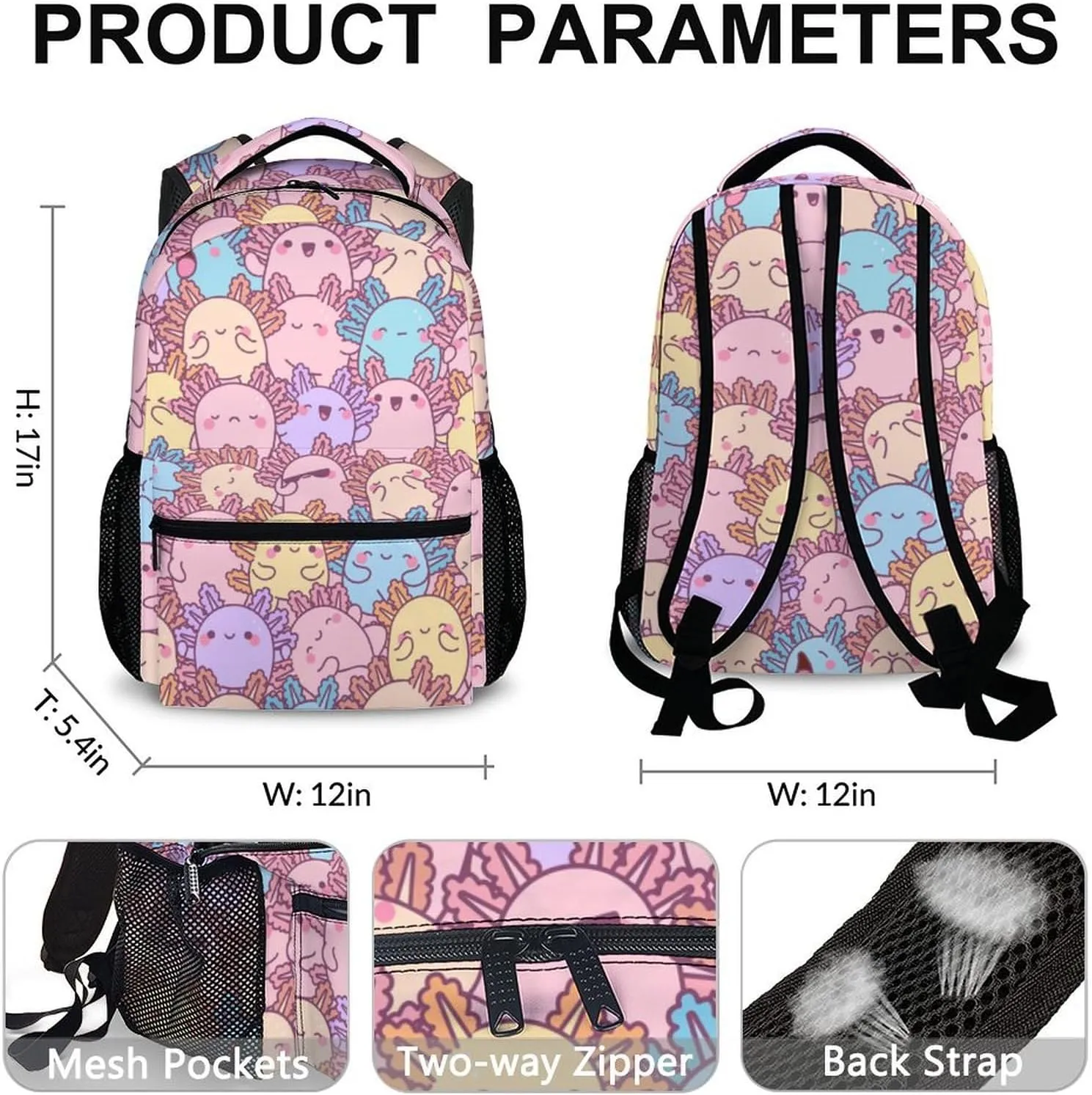 Girls Backpack, Cute Bookbag, 17 Inch Girls Schoolbag for Gift, Large Capacity Bookbag for Preschool Elementary Kindergarten School Travel