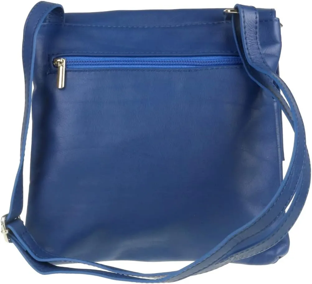 Girly HandBags Double Pocket Italian Genuine Leather Messenger Bag Crossbody Shoulder Bag