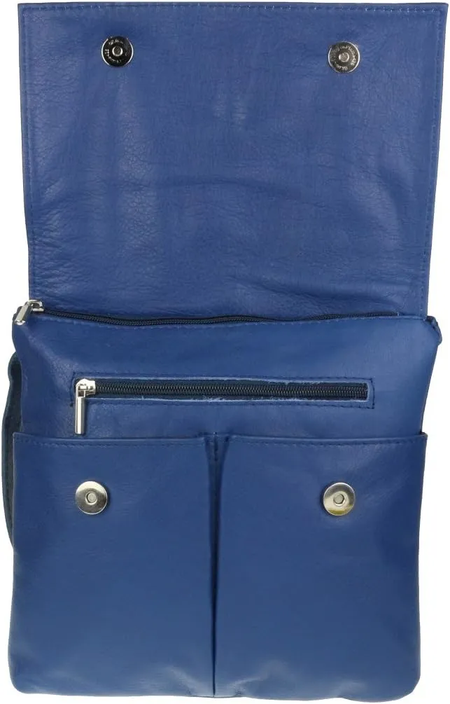 Girly HandBags Double Pocket Italian Genuine Leather Messenger Bag Crossbody Shoulder Bag