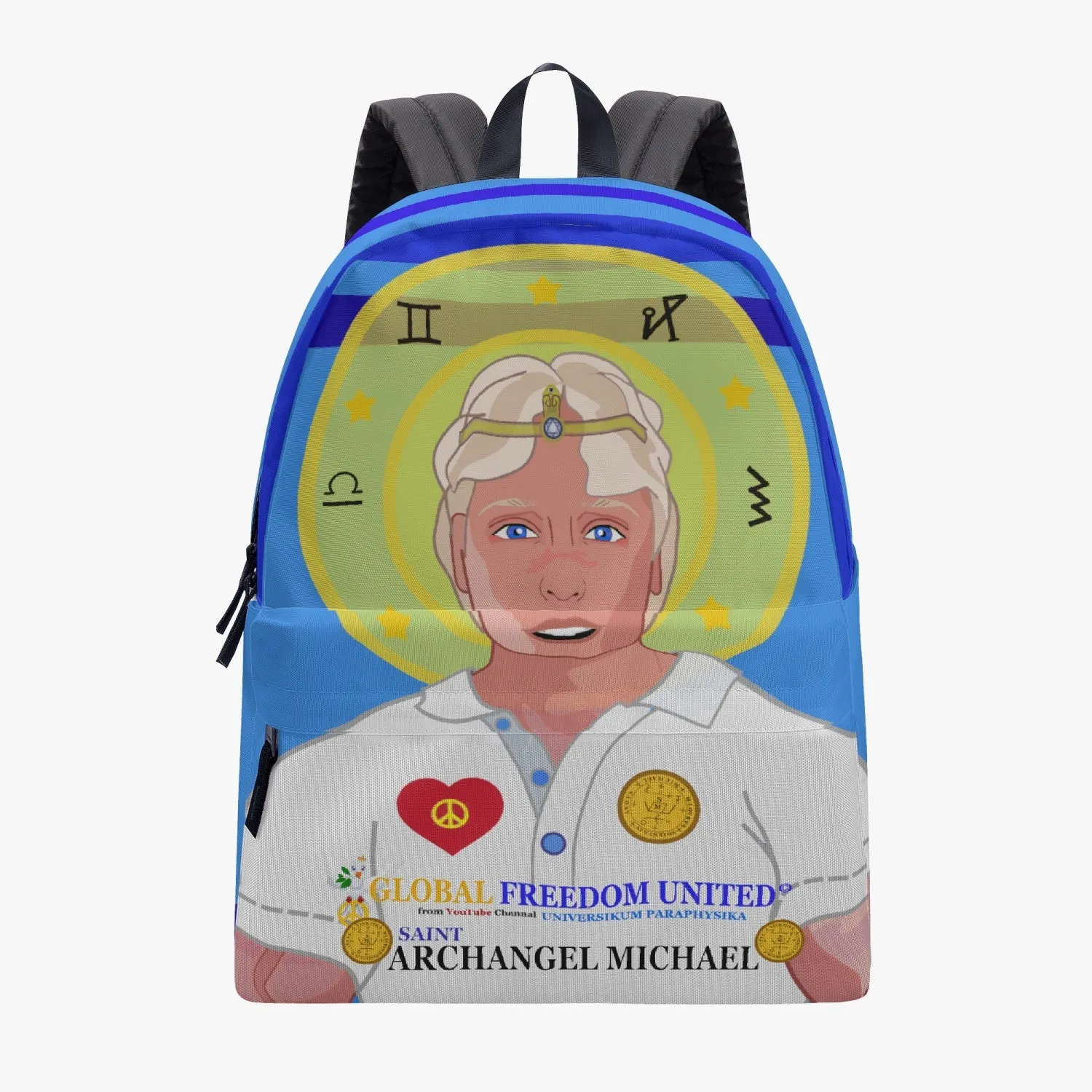 GLOBAL FREEDOM UNITED© Archangel Michael English Deep Blue - All-over-print Canvas Backpack