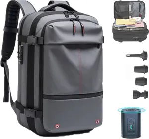 Go Trend Mart Backpack, Easyvacpack-Transactione Backpack Vacuum, Expandable Multifunctional Large Capacity Travel Backpack (Gray   Vacuum pump)