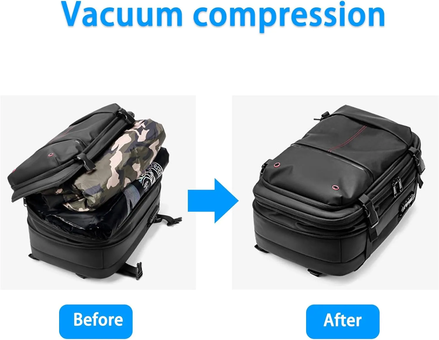 Go Trend Mart Backpack, Easyvacpack-Transactione Backpack Vacuum, Expandable Multifunctional Large Capacity Travel Backpack (Gray   Vacuum pump)