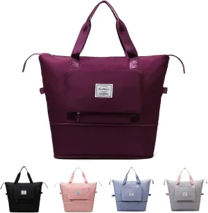 Gpmsign Travel Bag, High-Capacity Double-Layer Wet Separation Travelling Bag, Double Layer Wet Separation Travel Bag (Grape Purple)