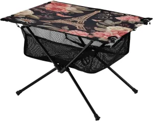 Graffiti Pylons and Floral Pattern Portable Camping Table,Outdoor Folding Table,Beach Table,Suitable for Camping,Hiking,Picnic