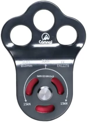 Gray Climbing Pulley, 30KN/6613lbs Three Holes Single Pulley, Built-in Ball Bearing Climbing Pulley, Rock Climbing Pulley Fit for 13mm Rope Hauling, Rescue Applications, Zipline Sports Etc