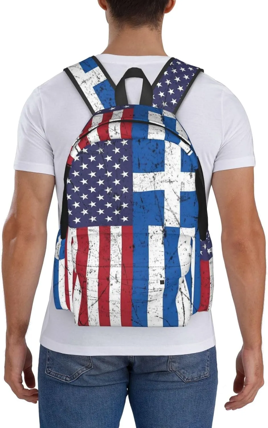 Greek American Flag Greece USA Apparel Backpack Large Capacity Backpack Lightweight Double Shoulder Bag For Women Men Travel