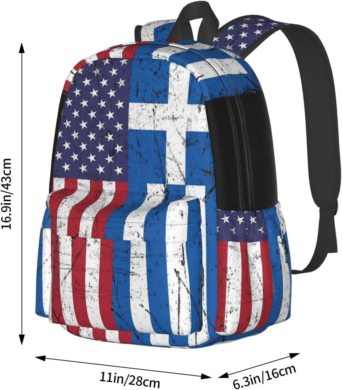 Greek American Flag Greece USA Apparel Backpack Large Capacity Backpack Lightweight Double Shoulder Bag For Women Men Travel