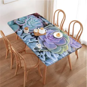 Green Folding Table Cover Cute Succulents Flower Desert for Kitchen Parties Wedding Indoor Holiday Dining Table Decor Pads Hot Plant Artwork Fits up 5 Foot Tables