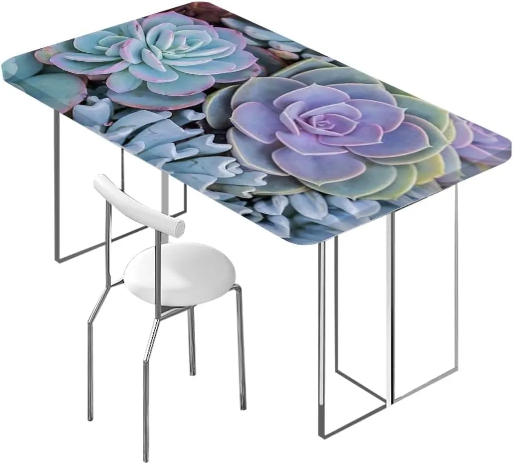 Green Folding Table Cover Cute Succulents Flower Desert for Kitchen Parties Wedding Indoor Holiday Dining Table Decor Pads Hot Plant Artwork Fits up 5 Foot Tables