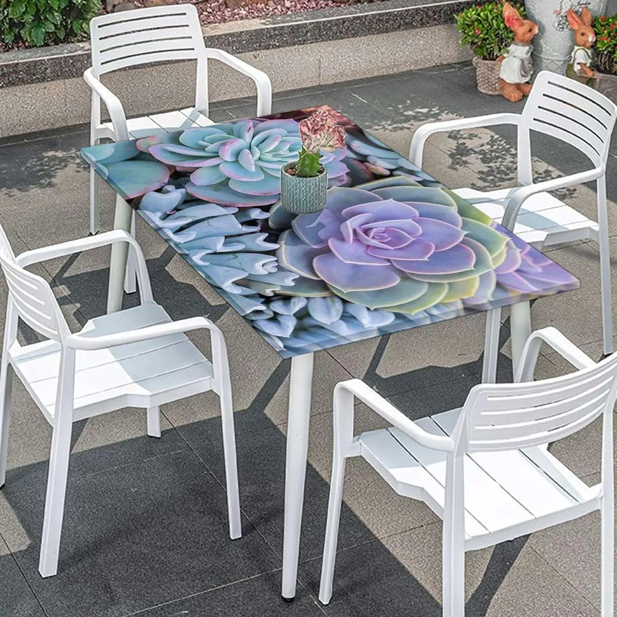 Green Folding Table Cover Cute Succulents Flower Desert for Kitchen Parties Wedding Indoor Holiday Dining Table Decor Pads Hot Plant Artwork Fits up 5 Foot Tables