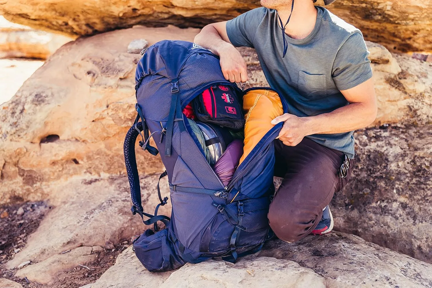 Gregory Baltoro 65L Pro Unisex Backpacking Pack with FreeFloat Suspension, AirCushion Breathable Backpanel, Small, Brick Red