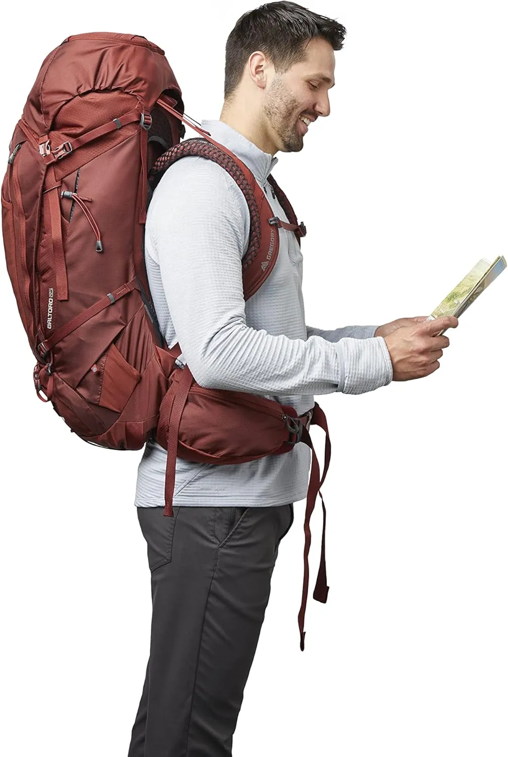 Gregory Baltoro 65L Pro Unisex Backpacking Pack with FreeFloat Suspension, AirCushion Breathable Backpanel, Small, Brick Red