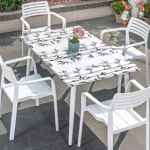Grey Charcoal Fitted Tablecloth for Rectangle Table Bamboo Tree Clear Simple Background Rectangular Fitted Picnic Folding Table Cover Outdoor tablecloths Bamboo Fits up 5 Foot Tables