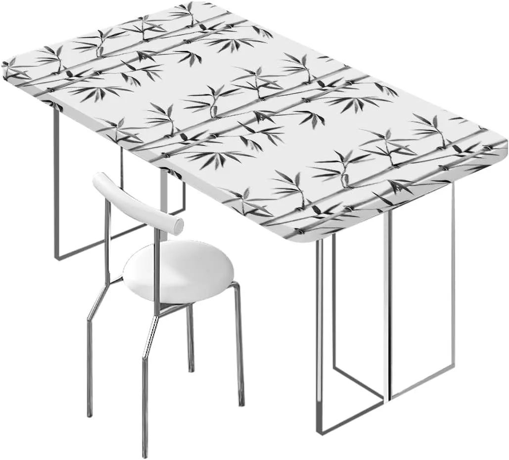 Grey Charcoal Fitted Tablecloth for Rectangle Table Bamboo Tree Clear Simple Background Rectangular Fitted Picnic Folding Table Cover Outdoor tablecloths Bamboo Fits up 5 Foot Tables