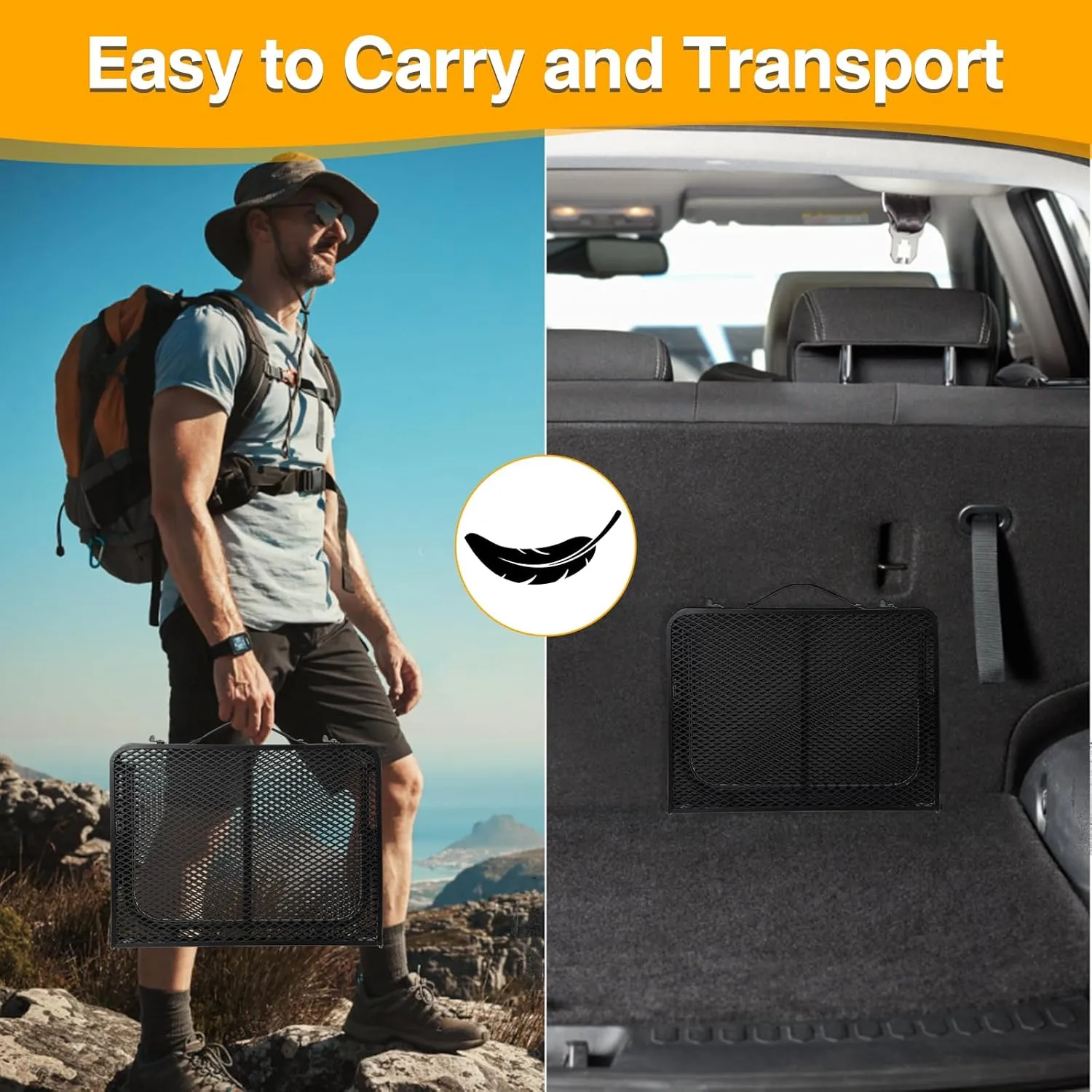 Grill Table Camping Table 2FT Foldable Small Folding Table Low Picnic Table Portable Stand Mesh Outdoor Indoor Card BBQ RV Black 23.6×15.7×9.5 inch