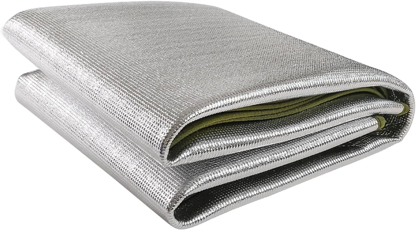Ground Mat Camping Aluminum Sleeping Foam Mat, with Storage Bag, Insulating Thermal Waterproof Mat Foldable Double-Sided Tent Pad Ultralight Floor Mat of Aluminum Foil