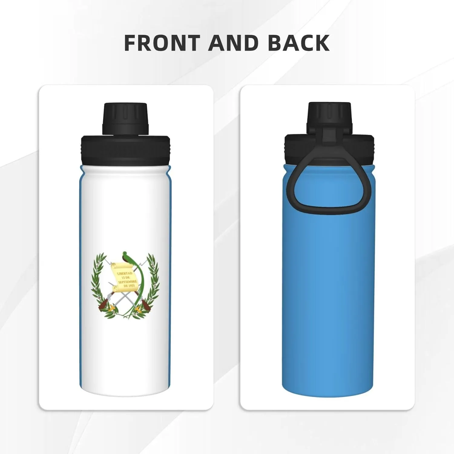 Guatemala Flag 18 OZ Sports Insulated Water Bottle Stainless Steel Kettle Novelty Drinking Cup for Outdoor Gym Travel