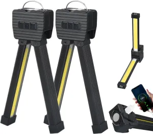 Gym Lamp for Posing, Portable Magnetic LED Flashlight with Hanging Hook, 7th Gear Dimming, 180 Degree Folding Magnetic Work Light, Handheld USB Rechargeable Power Bank Camping Light (2PCS)