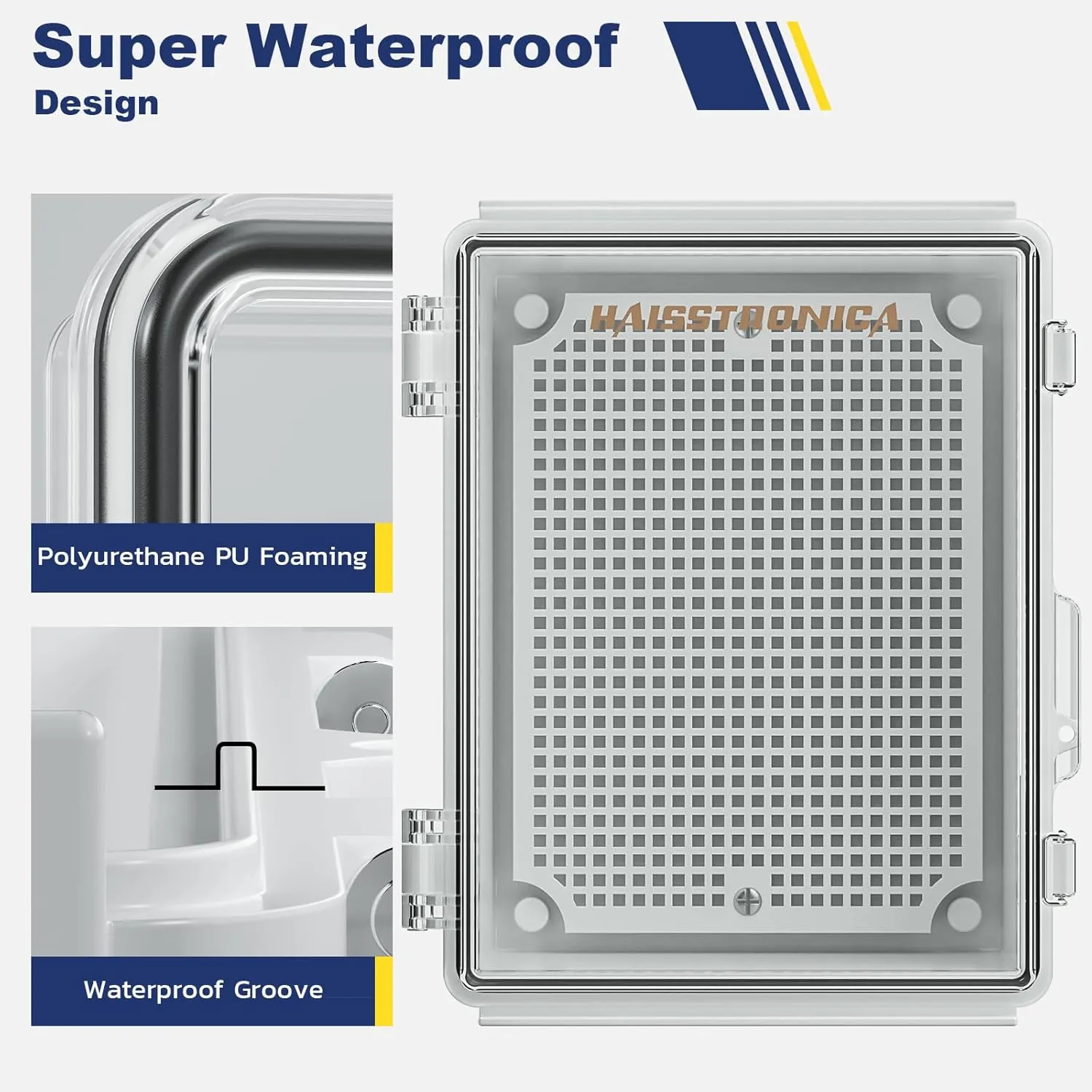 haisstronica Waterproof Outdoor Electrical Box, IP67 Weatherproof Junction Box ABS Plastic Electrical Enclosure with Mounting Plate, Wall Brackets, Cable Glands, Control Box, Clear, 8.7"*6.7"*4.3"