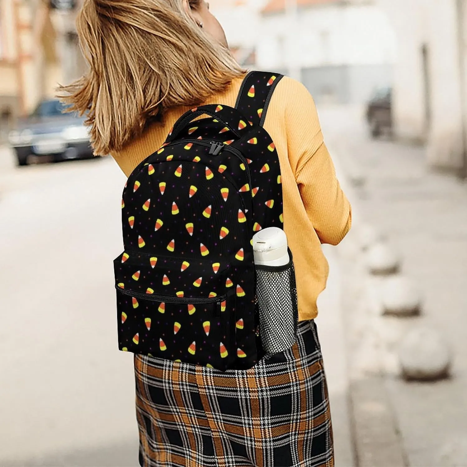 Halloween Candy Corn Backpack with Large Capacity Versatile for Daily Use Suitable for Unisex