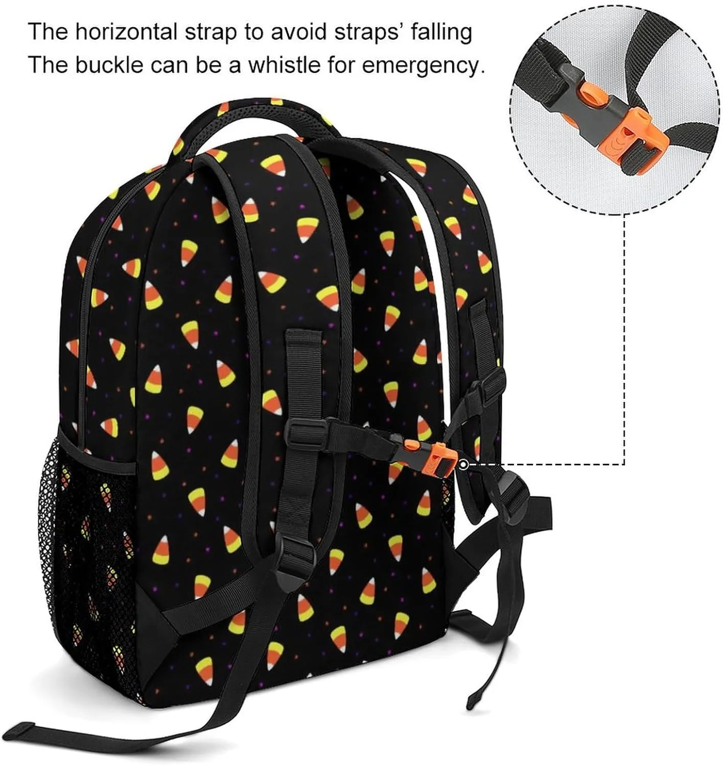 Halloween Candy Corn Backpack with Large Capacity Versatile for Daily Use Suitable for Unisex