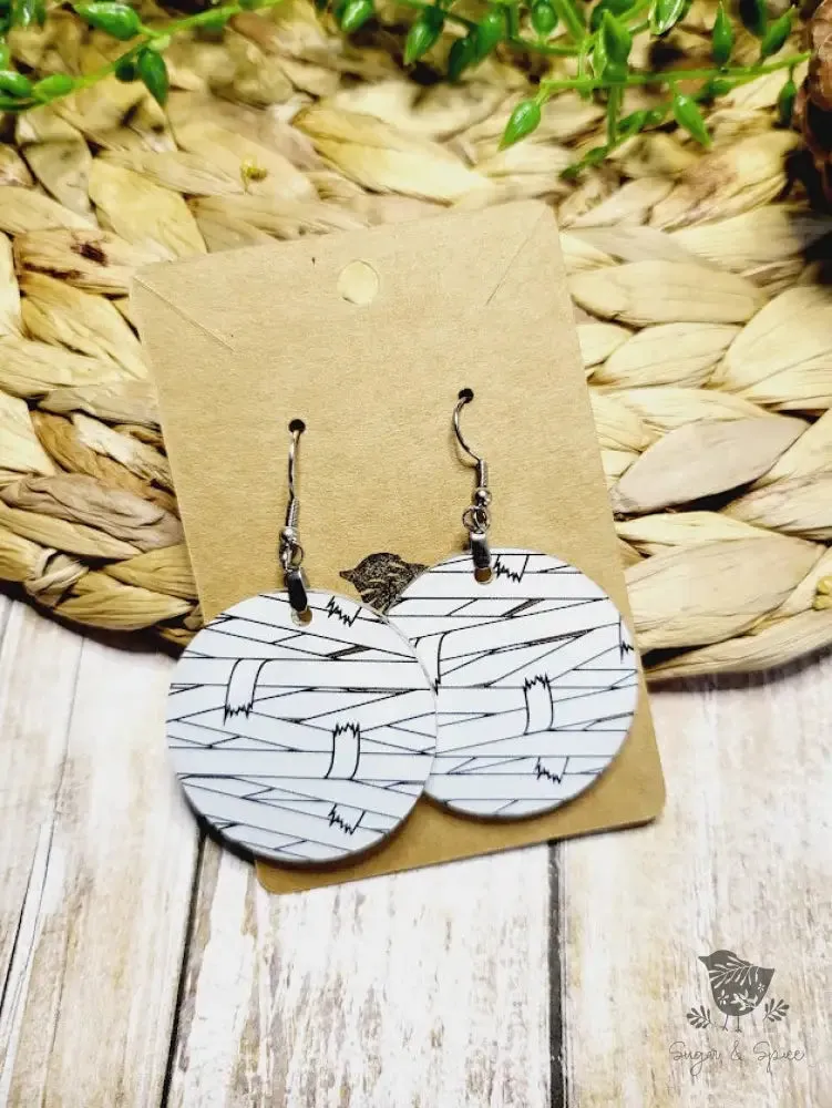 Halloween Mummy Round Earrings