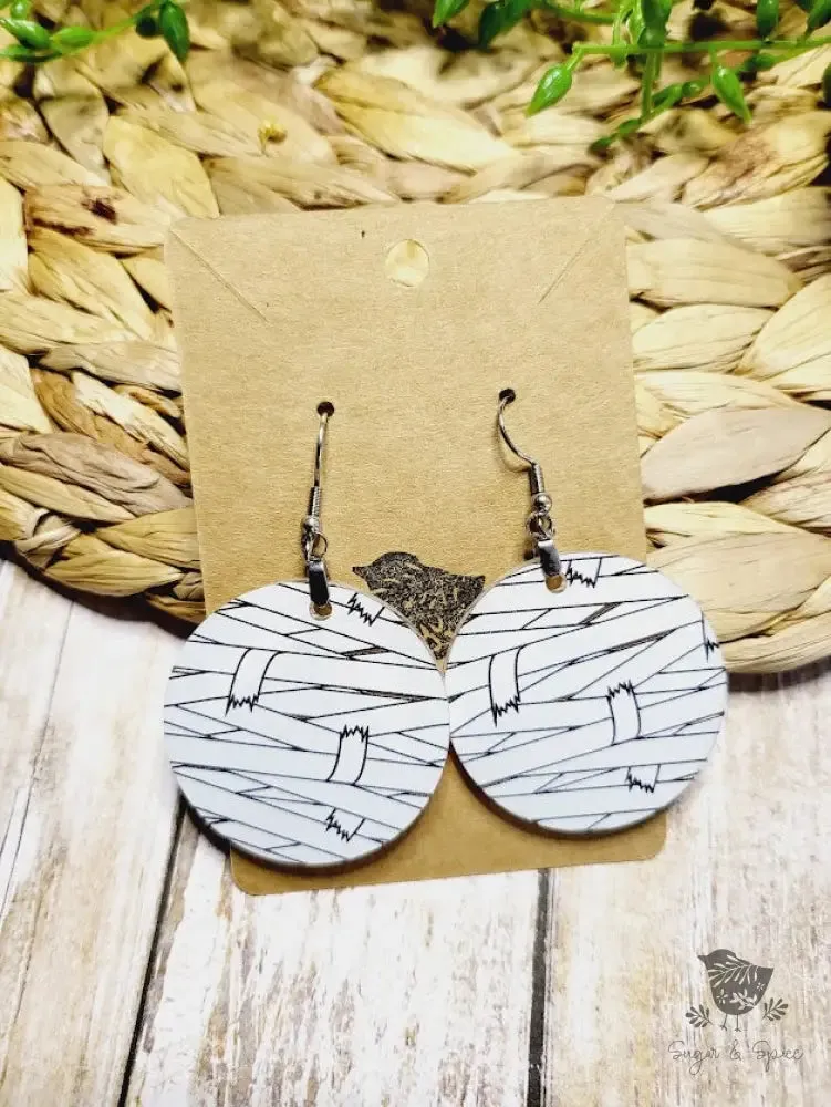 Halloween Mummy Round Earrings