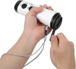 Hand Crank Flashlight Radio Emergency LED Torch Mobile Phone Charging Solar Powered Multifunction Outdoor Survival Kit for Camping Hiking White Green 15.7x5.8x5.2cm (White)