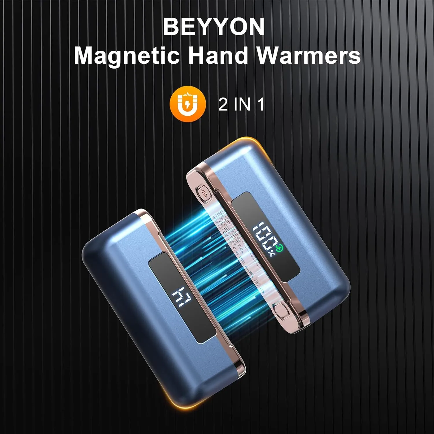 Hand Warmers Rechargeable -10000mAh Magnetic Electric Hand Warmer 2 Pack, 4 Levels Heat Up to 131℉ with LED Display, Portable Reusable Pocket Heater for Raynauds, Golf, Camping, Men, Women