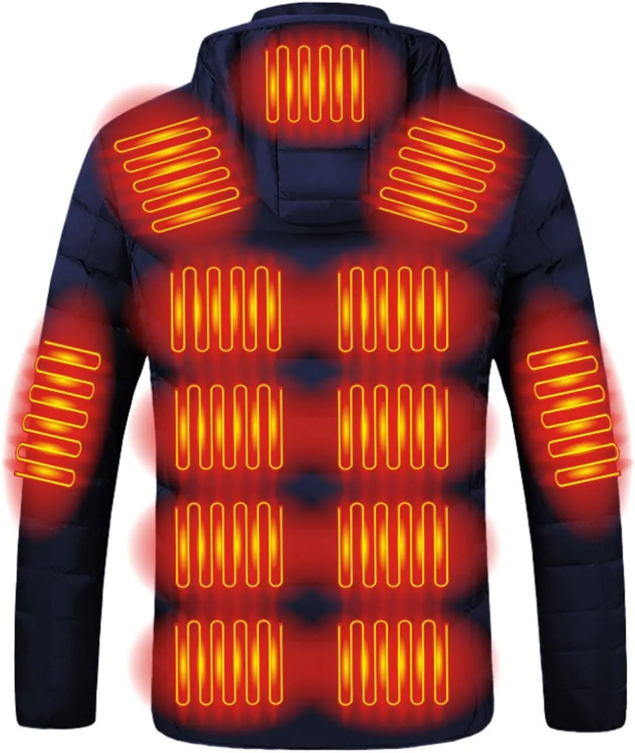 Heated Jacket for Men Women with Hood Winter Heated Hoodie Windproof Coat USB Charging Body Warmer 19 Zones Unisex