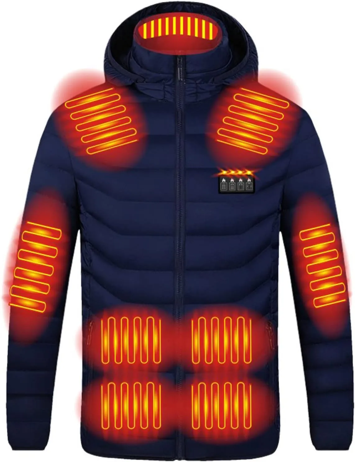 Heated Jacket for Men Women with Hood Winter Heated Hoodie Windproof Coat USB Charging Body Warmer 19 Zones Unisex