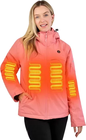 Heated Jacket, Ski Jacket Coat, With 12V/16000mAh Battery Pack, 5 Areas Heating Thicken Women Winter Coat
