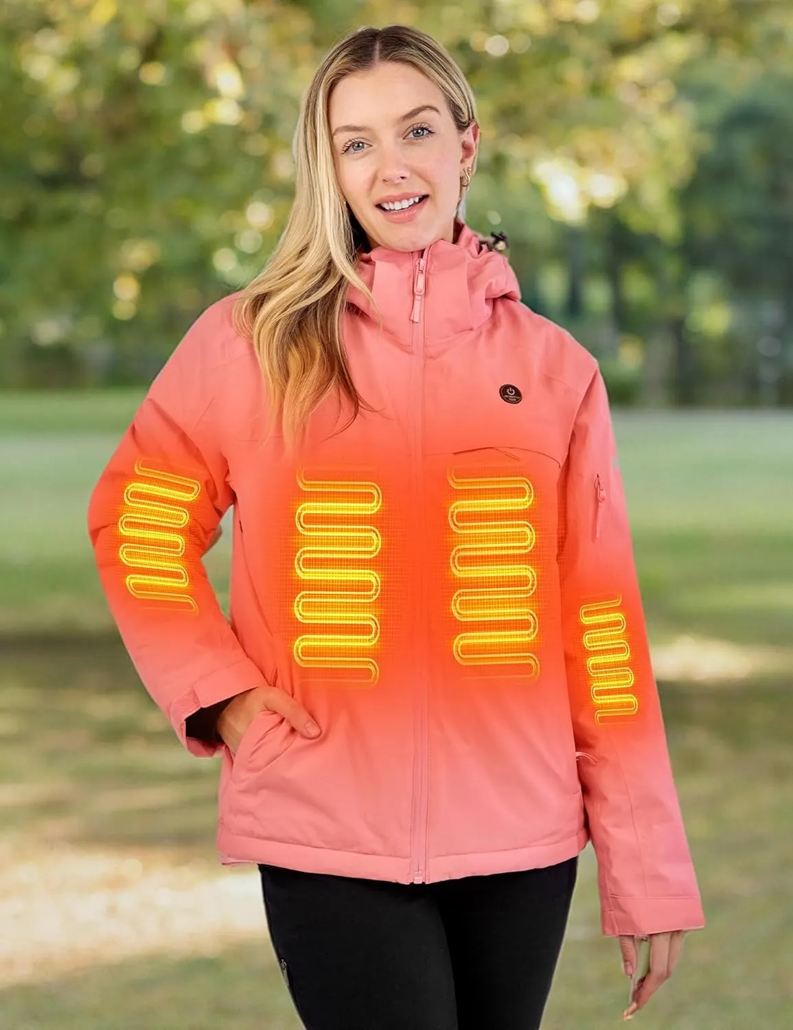 Heated Jacket, Ski Jacket Coat, With 12V/16000mAh Battery Pack, 5 Areas Heating Thicken Women Winter Coat