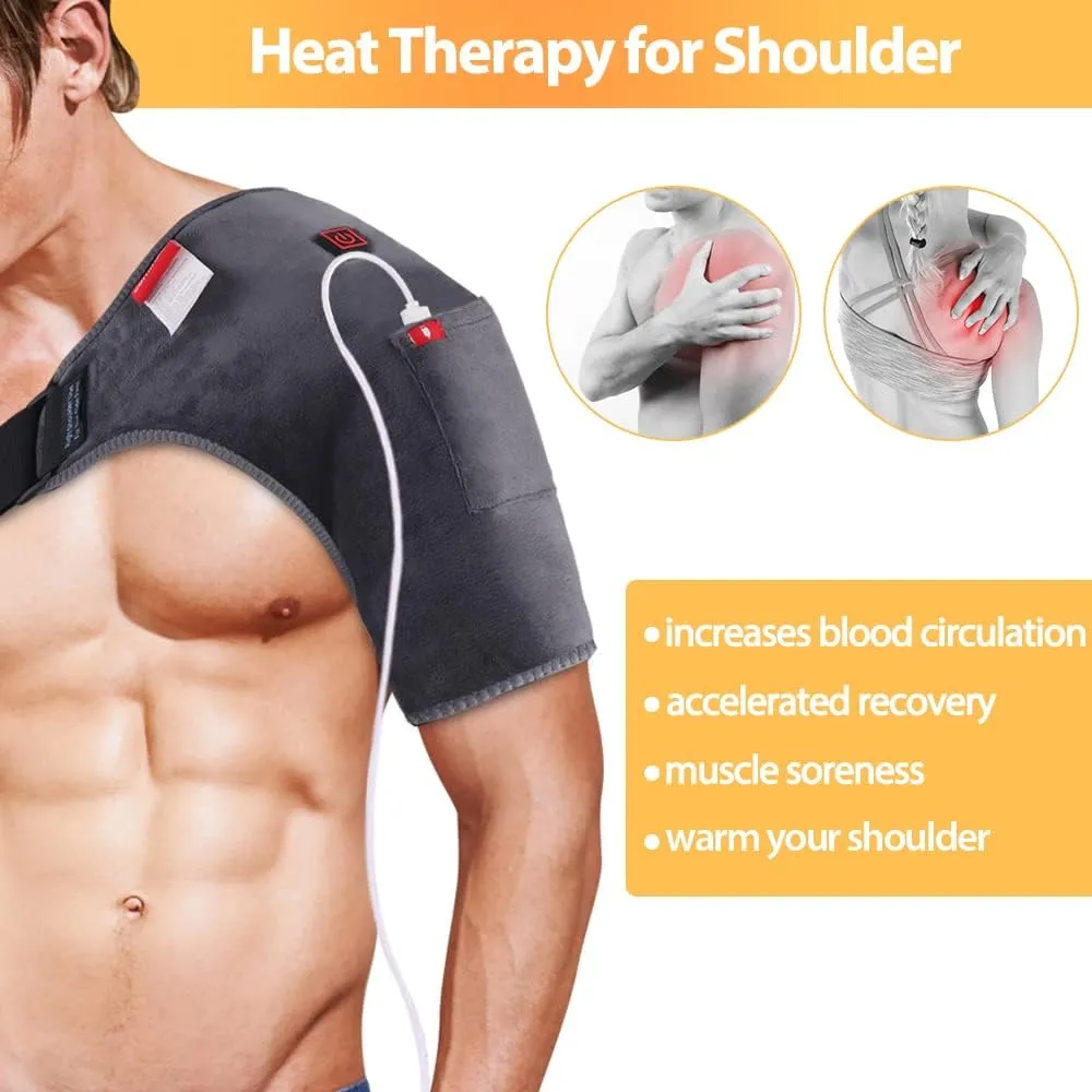 Heated Shoulder Wrap USB Shoulder Heating Pads for Shoulder Pain Upper Arm Muscle Relief, FSA HSA Eligible, 3 Heating Settings Portable Shoulder Heat Pad