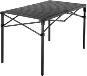 Heavy-Duty Roll-Top Table for Camping - Portable Aluminum-Top Folding Table with Steel Frame by Caddis Sports (Medium)