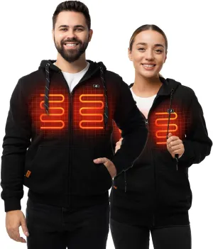 HENNCHEE Heated Hoodies for Men Women with Battery Pack, Zip Up Hooded Sweatshirt, Heating Jacket Unisex Hunting Fishing