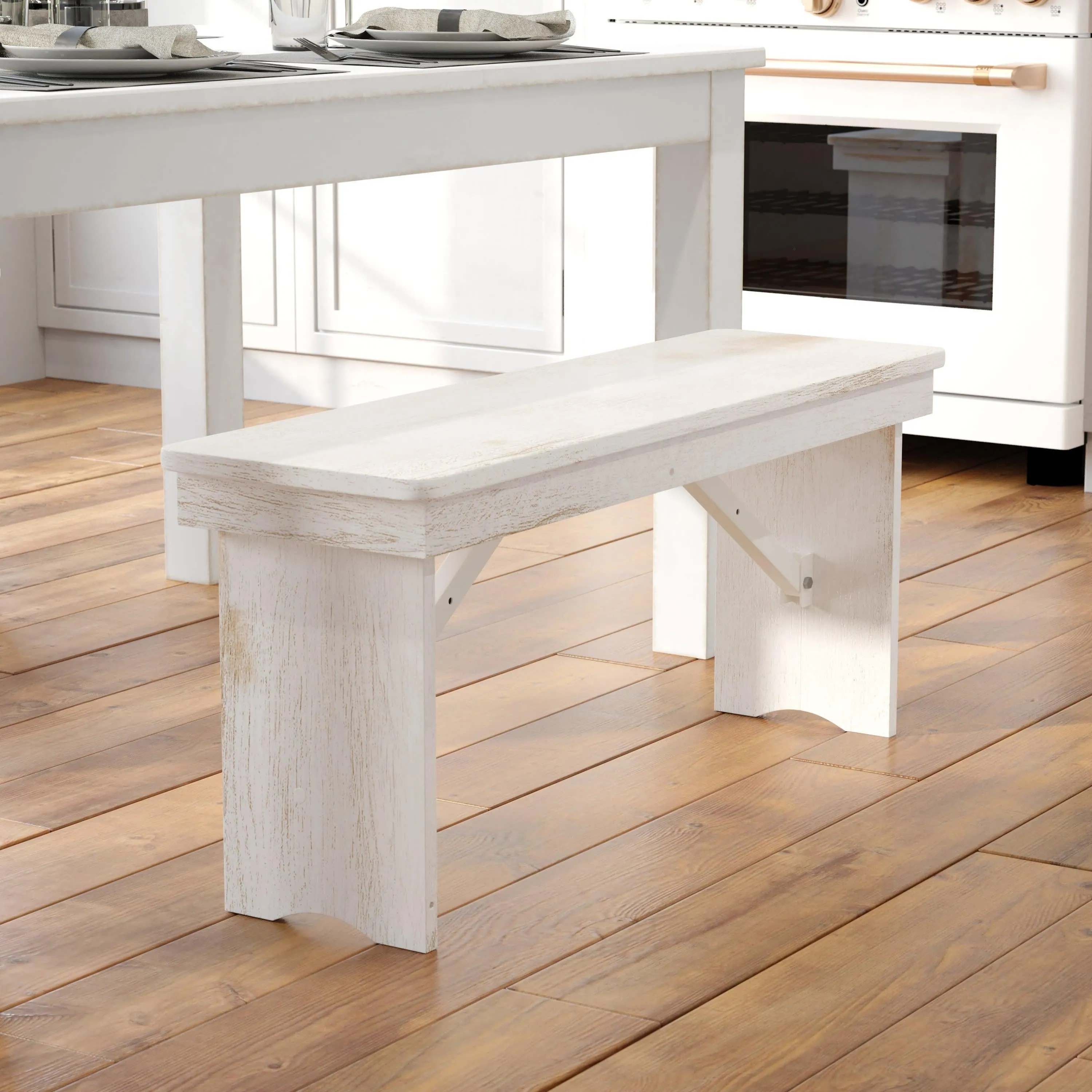 HERCULES Series 40" x 12" Solid Pine Folding Farm Bench