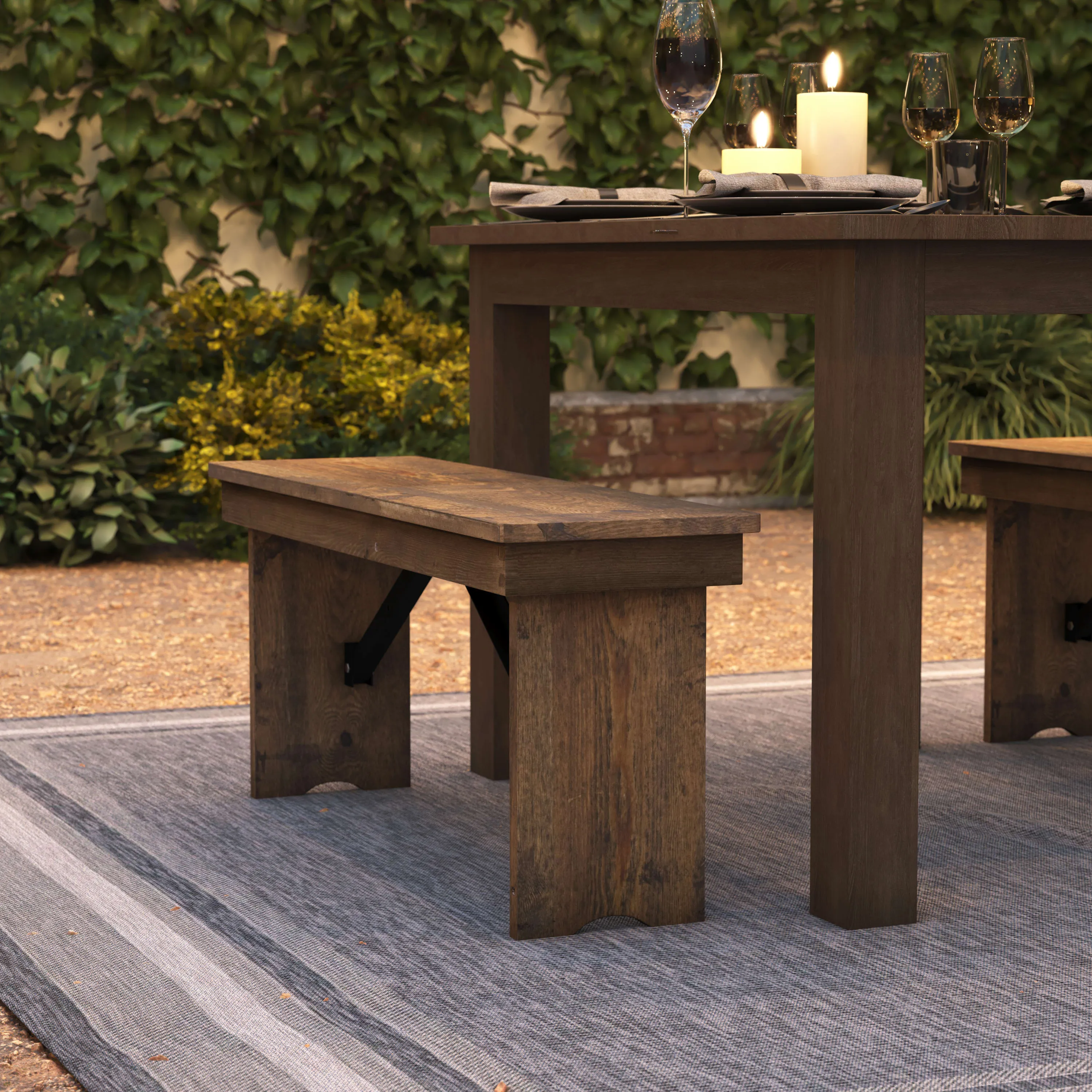 HERCULES Series 40" x 12" Solid Pine Folding Farm Bench