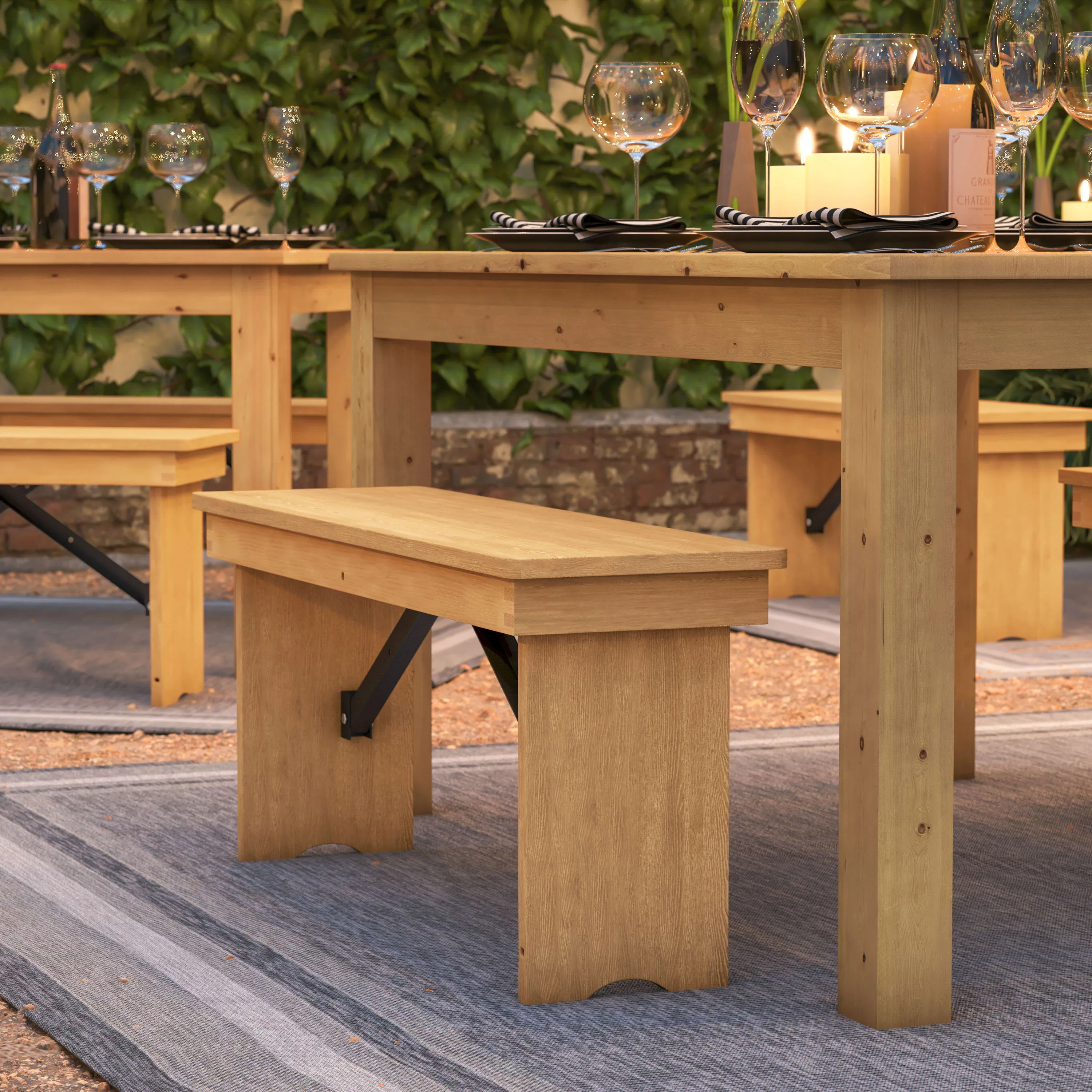 HERCULES Series 40" x 12" Solid Pine Folding Farm Bench