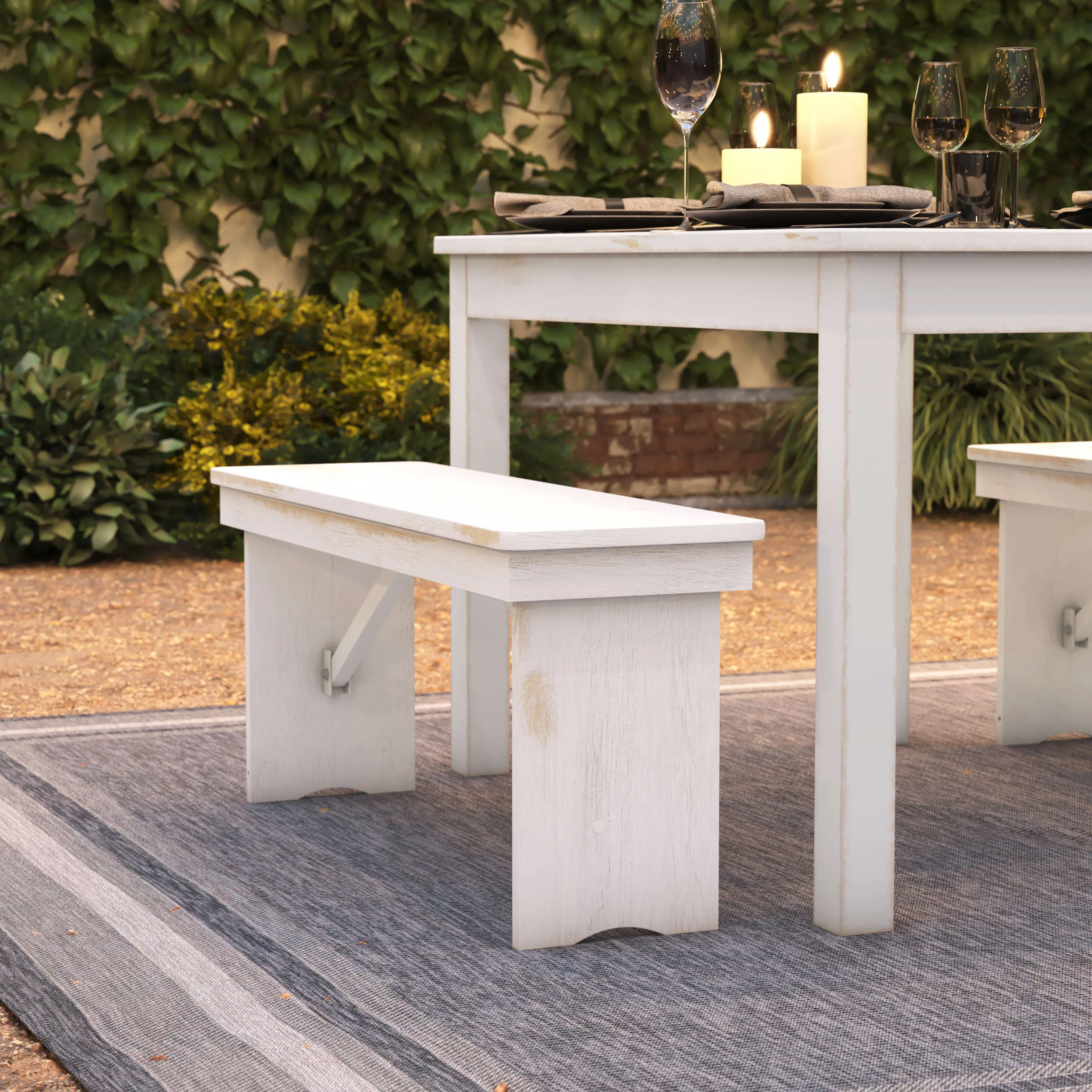 HERCULES Series 40" x 12" Solid Pine Folding Farm Bench