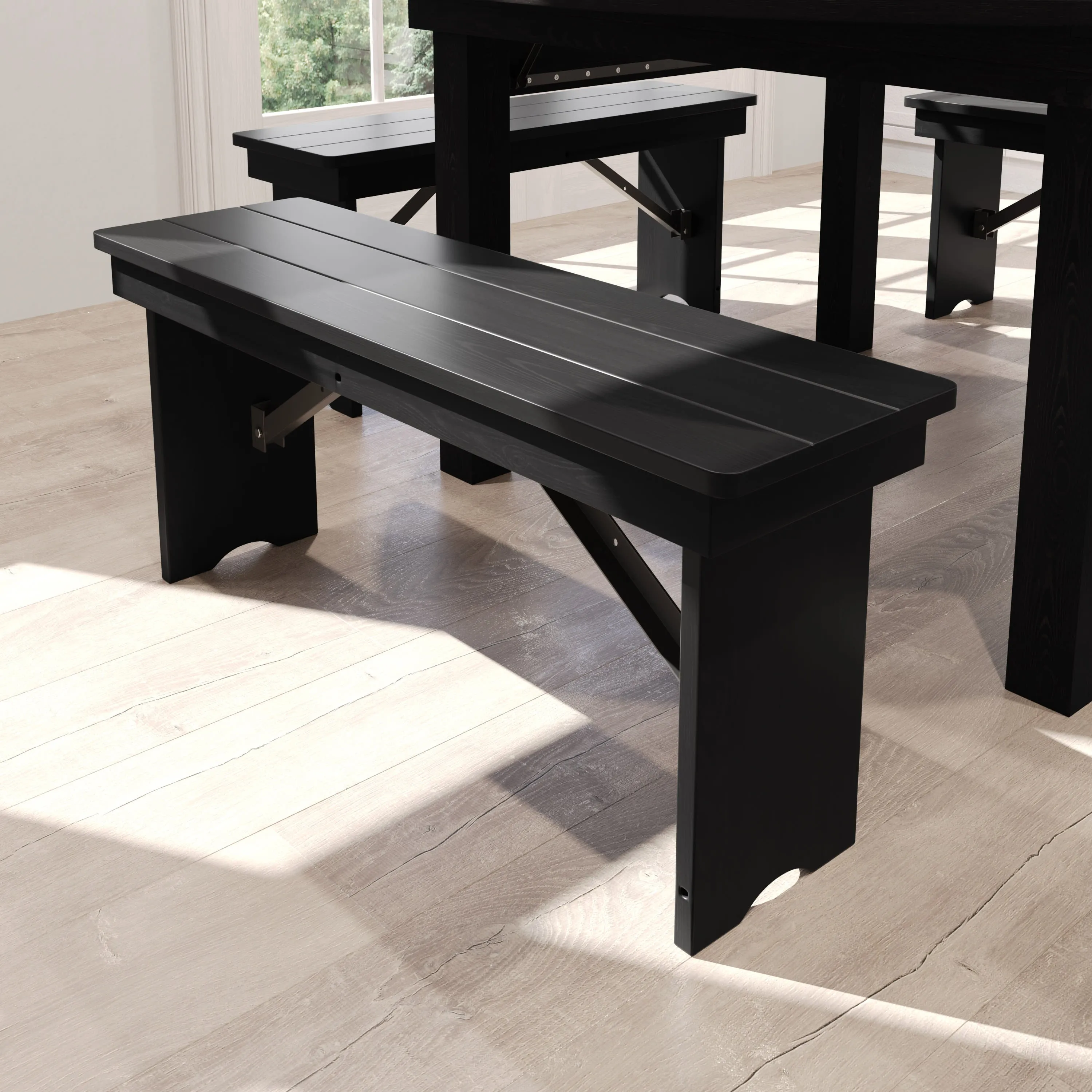 HERCULES Series 40" x 12" Solid Pine Folding Farm Bench