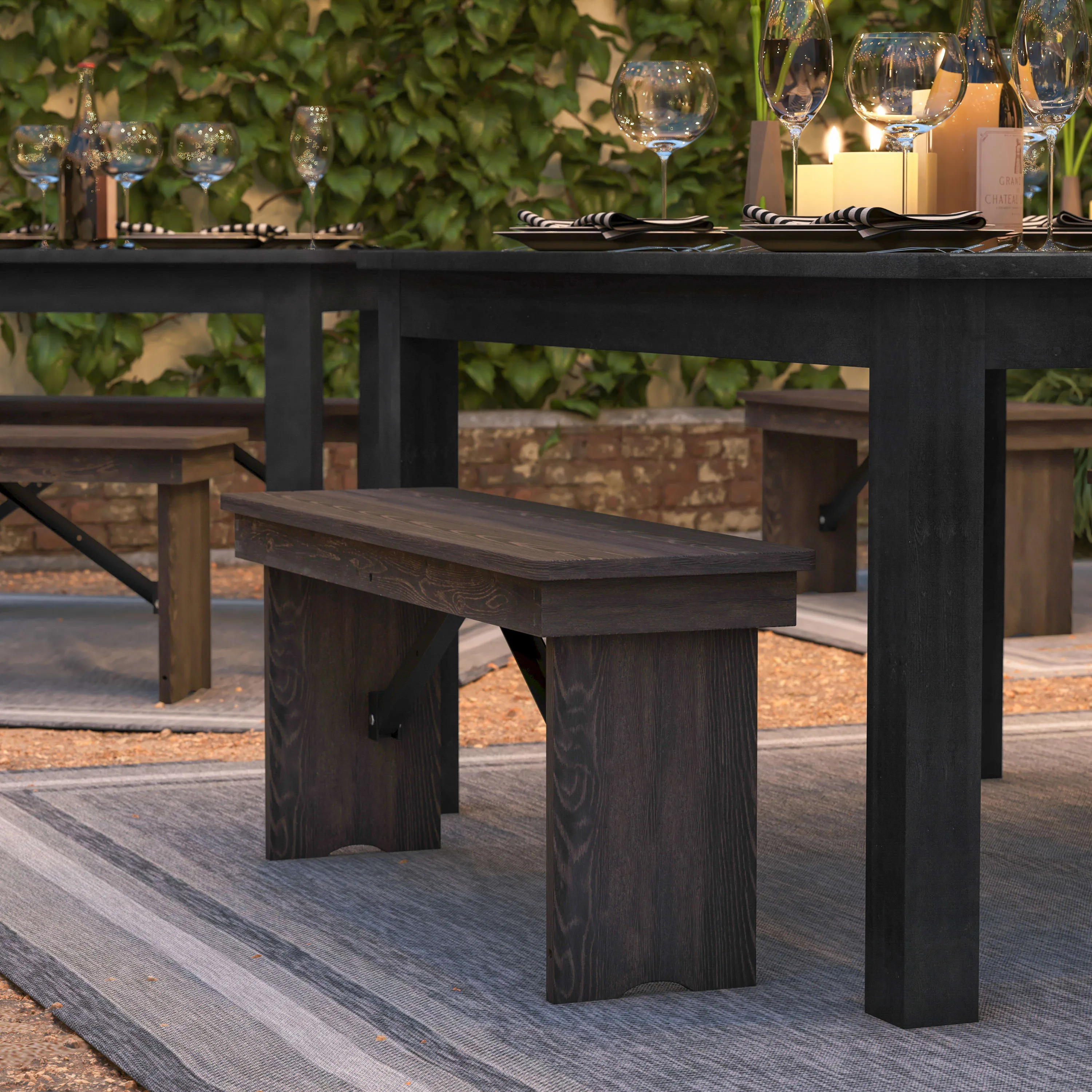HERCULES Series 40" x 12" Solid Pine Folding Farm Bench