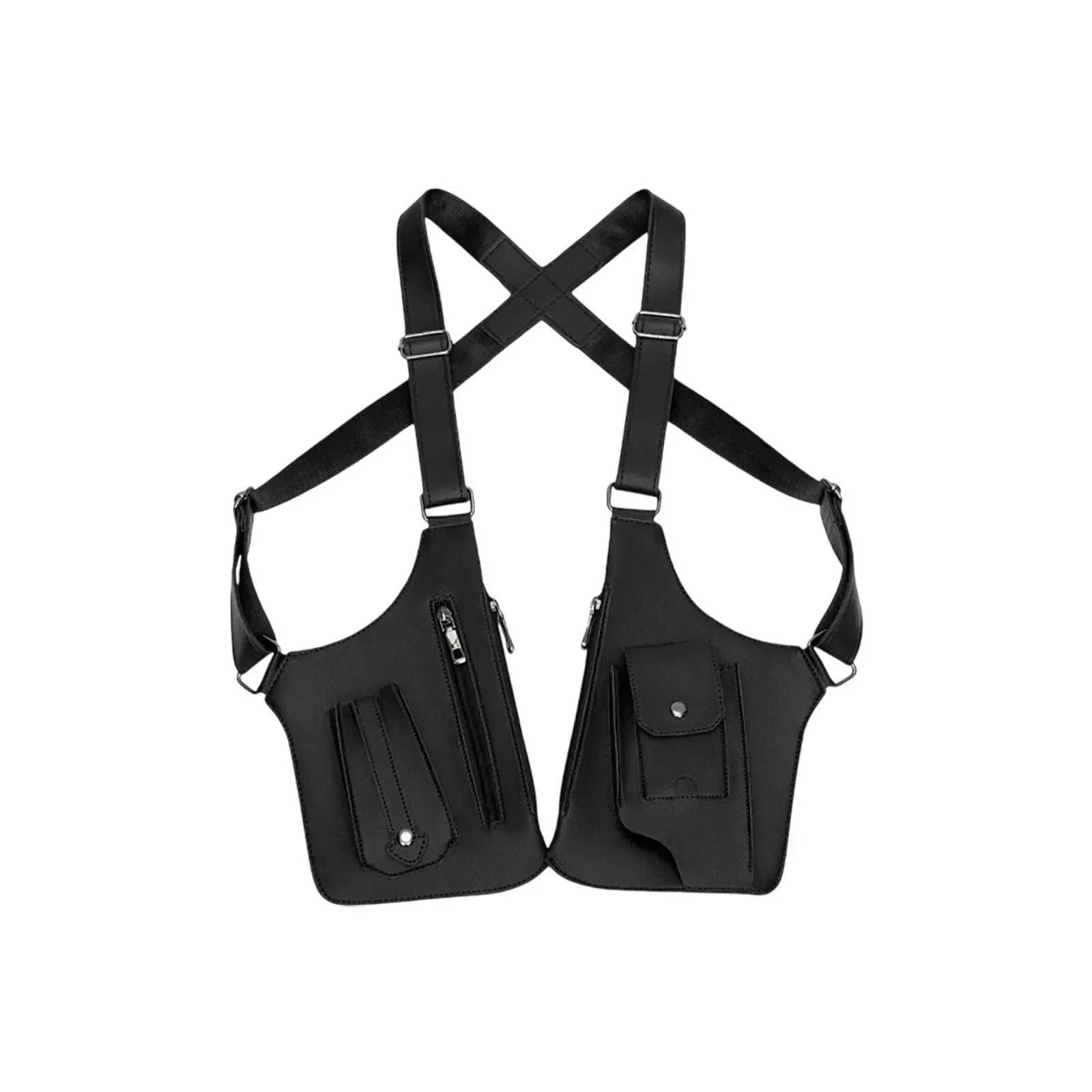 Hide Underarm Shoulder Bag Underarm Strap Wallet Outdoor Phone Bag Double Shoulder Pouch PU Leather for Fishing Men and Women