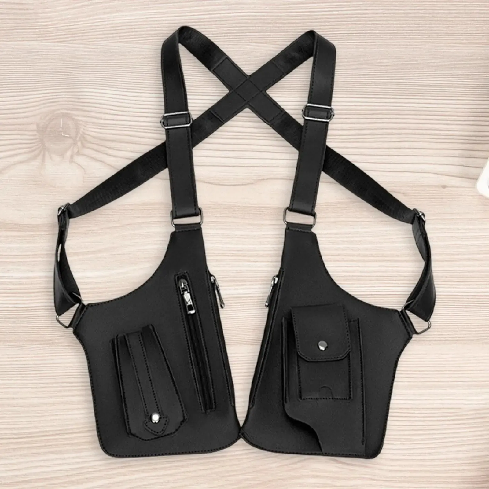 Hide Underarm Shoulder Bag Underarm Strap Wallet Outdoor Phone Bag Double Shoulder Pouch PU Leather for Fishing Men and Women
