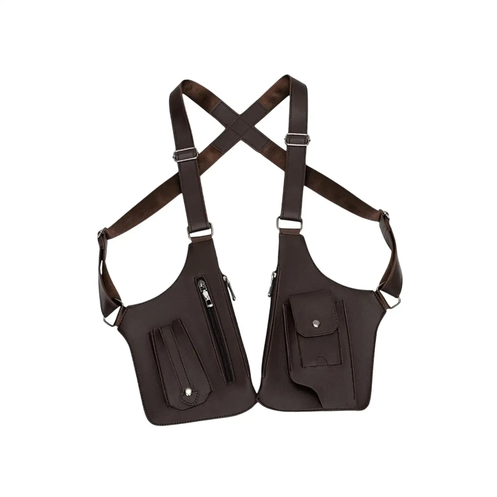 Hide Underarm Shoulder Bag Underarm Strap Wallet Outdoor Phone Bag Double Shoulder Pouch PU Leather for Fishing Men and Women