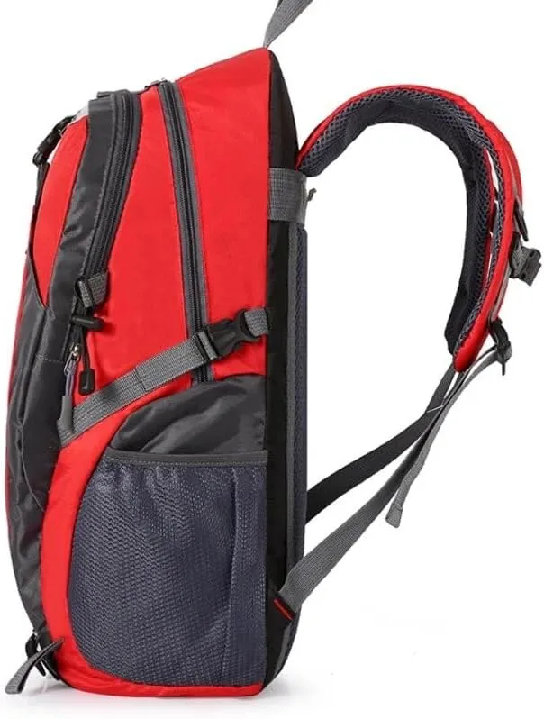 High capacity 40 Litre Mountaineering Bag Outdoor Survival Waterproof Large Capacity Travel Double Shoulder Travel Cycling (Red)