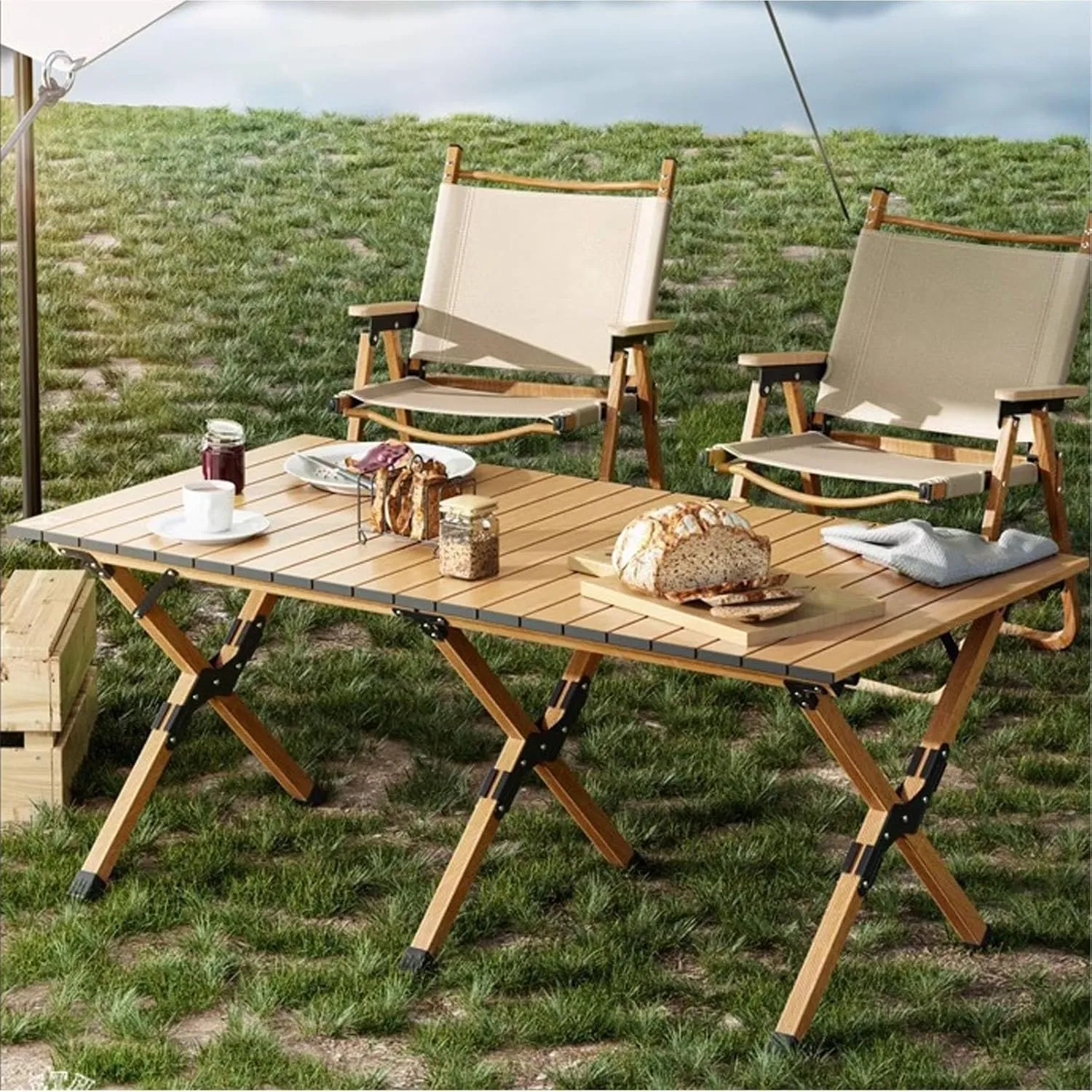 High-Carbon Steel Roll-up Picnic Table Camping Table Folding Table,Outdoor Resistant Perfect for Hiking, Fishing, Beach, Cooking,Garden BBQ,Travel Table